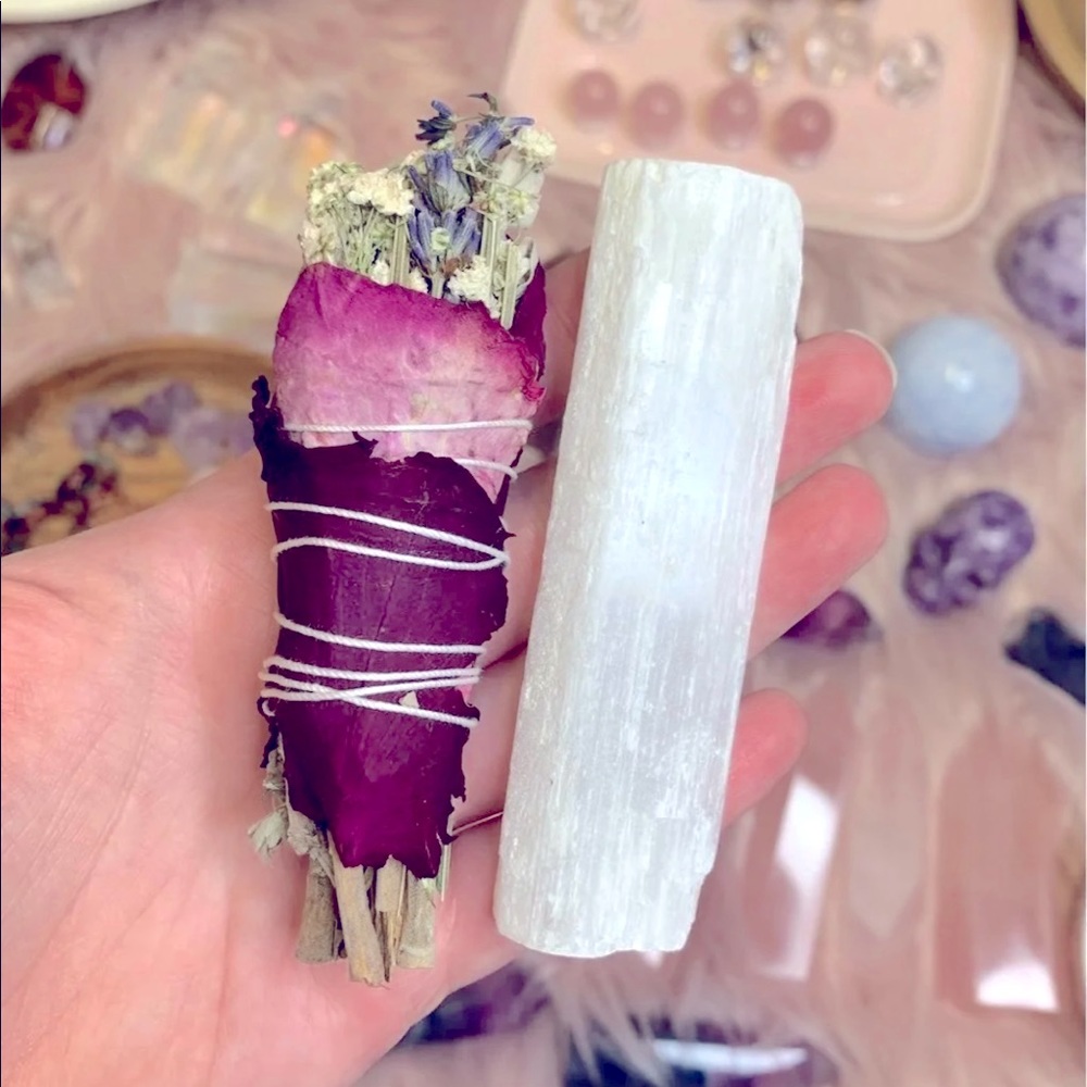 Sage and selenite bundle